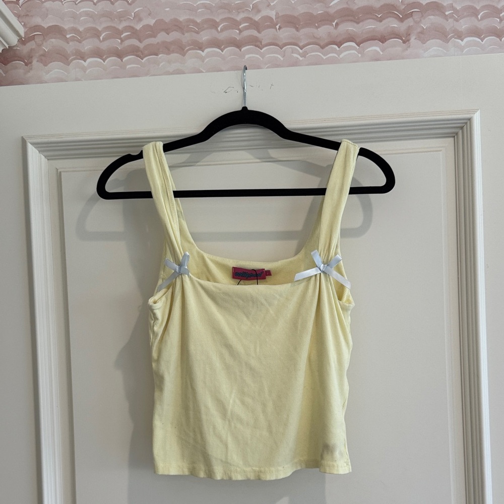 Edikted Light Yellow Crop Top with Bow Details